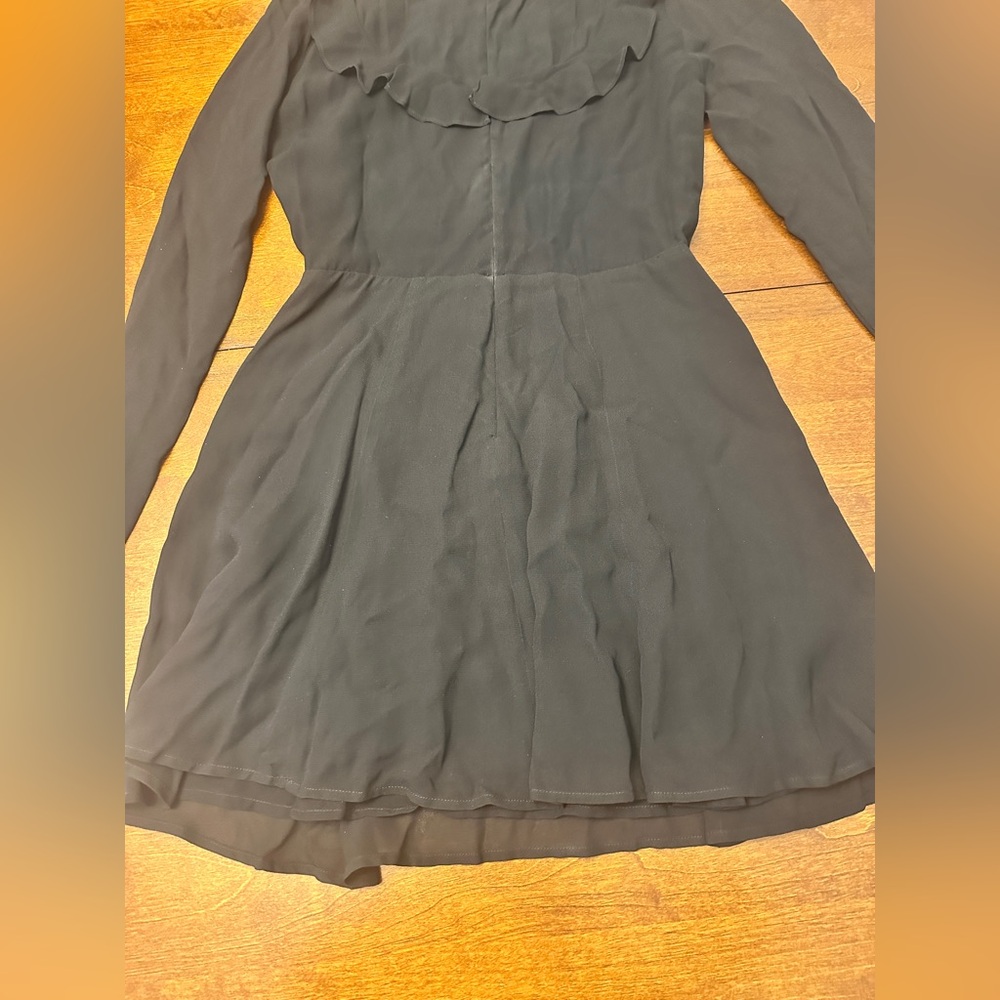 Reformation Black Long Sleeve Ruffle Dress - REFORMATION Chapel Mini Black Dress - Picture 8 of 10